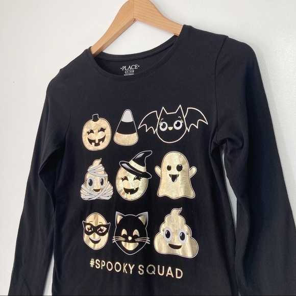 The Children's Place Girls Black Crewneck Halloween T-Shirt Size L (10-12) - Picture 2 of 11